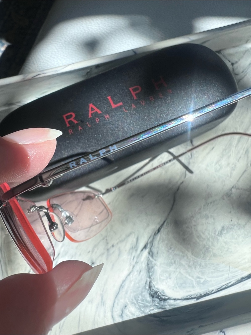 Lauren Ralph Lauren Rimless vintage 7500 Sunglasses with Pink Gradient Lenses - Picture 7 of 14
